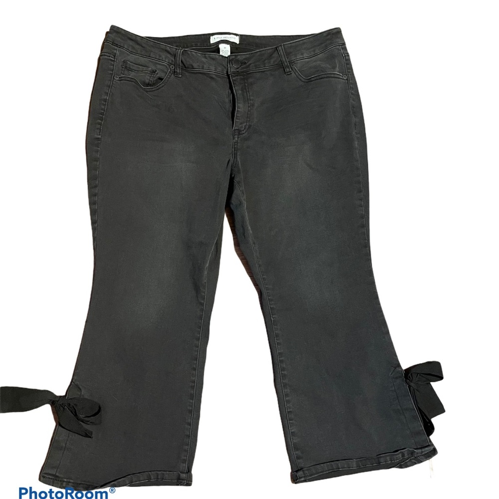 Lane Bryant black wash cropped lace up jeans